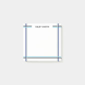 Blue & Grey Overlapping Stripes Add Name Post-it Klebezettel (Vorderseite)