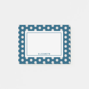 Blue Grey Polka Dot Name Template Post-it Klebezettel