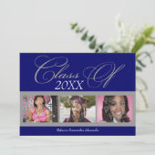 Blue/Grey Swirl 3 Foto Abschluss Ankündigung (Stehend Vorderseite)