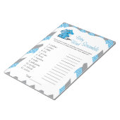 Blue & Grey Zickzack Elephant Baby Word Game 2 Notizblock (angewinkelt)