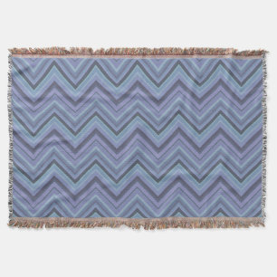 Blue-Grey Zigzag Stripes Decke