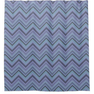 Blue-Grey Zigzag Stripes Duschvorhang