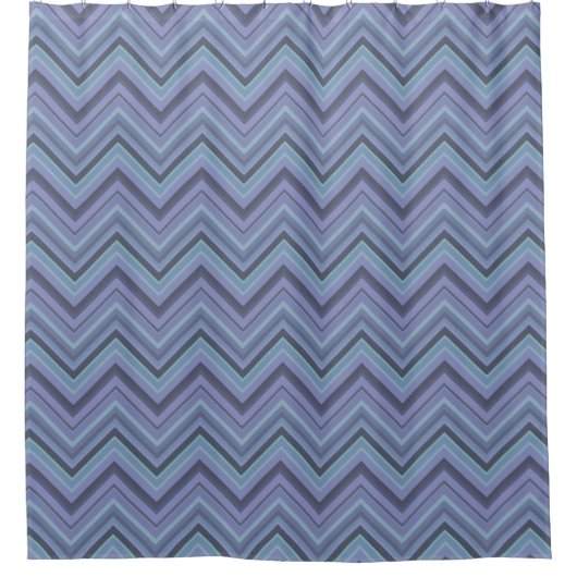 Blue-Grey Zigzag Stripes Duschvorhang (Vorderseite)