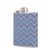 Blue-Grey Zigzag Stripes Flachmann (Links)