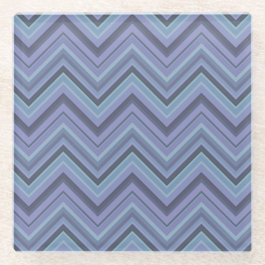 Blue-Grey Zigzag Stripes Glasuntersetzer (Vorderseite)