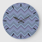 Blue-Grey Zigzag Stripes Große Wanduhr (Vorderseite)