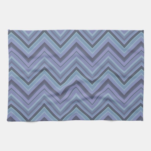 Blue-Grey Zigzag Stripes Handtuch (Horizontal)