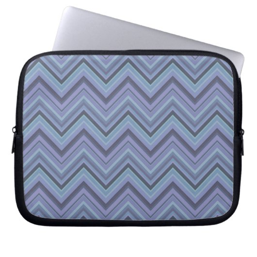 Blue-Grey Zigzag Stripes Laptopschutzhülle (Vorderseite)