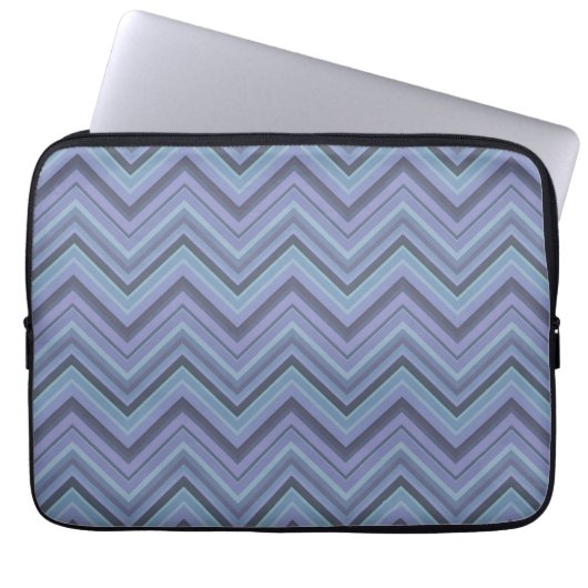 Blue-Grey Zigzag Stripes Laptopschutzhülle (Vorderseite)
