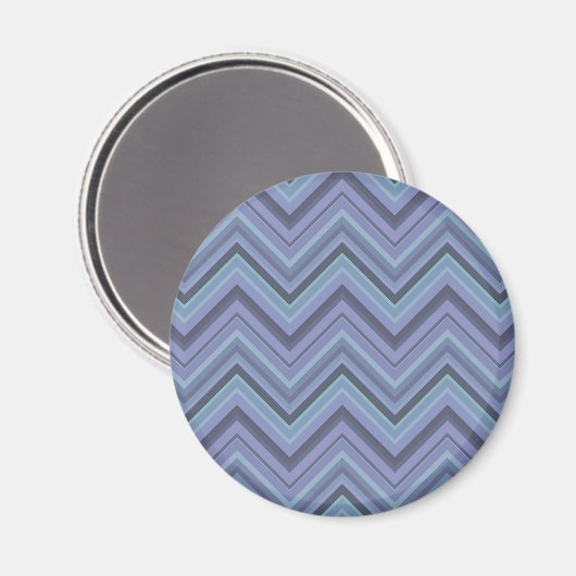 Blue-Grey Zigzag Stripes Magnet (Vorderseite/Rückseite)