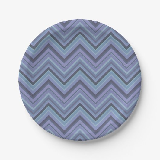 Blue-Grey Zigzag Stripes Pappteller (Vorderseite)