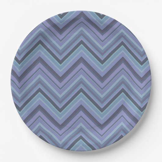 Blue-Grey Zigzag Stripes Pappteller (Vorderseite)