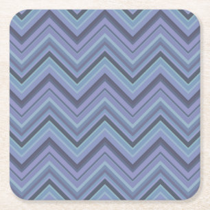 Blue-Grey Zigzag Stripes Rechteckiger Pappuntersetzer