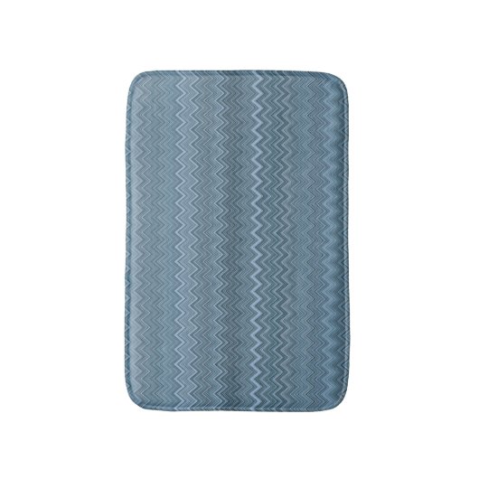 Blue Grey Zigzag Wavy Muster Badematte (Vorderseite Vertikal)