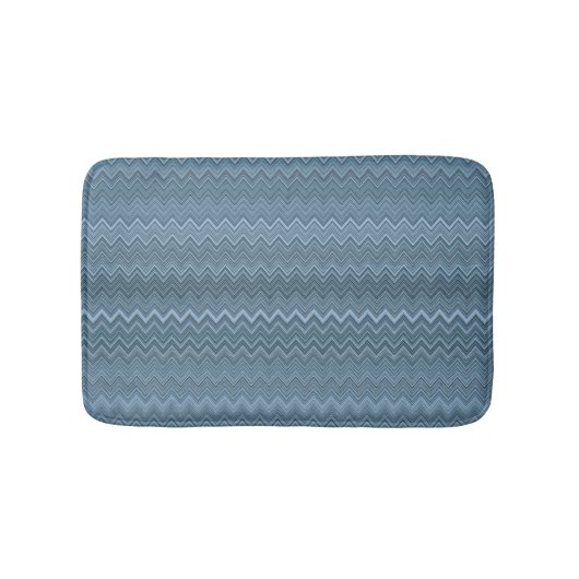 Blue Grey Zigzag Wavy Muster Badematte (Vorderseite)