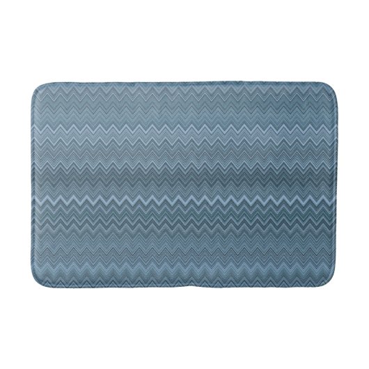 Blue Grey Zigzag Wavy Muster Badematte (Vorderseite)
