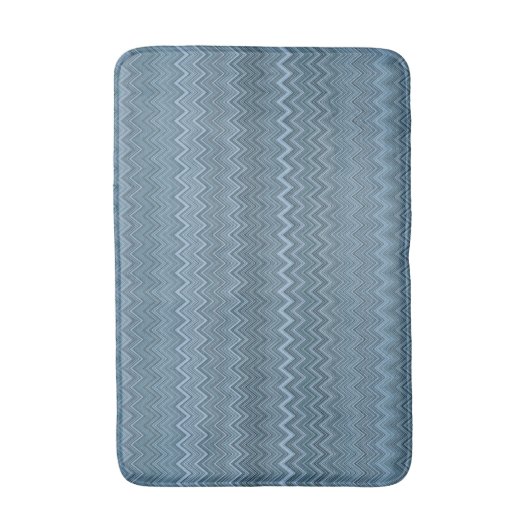 Blue Grey Zigzag Wavy Muster Badematte (Vorderseite Vertikal)