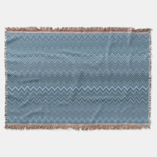 Blue Grey Zigzag Wavy Muster Decke (Vorderseite)