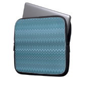 Blue Grey Zigzag Wavy Muster Laptopschutzhülle (Vorderseite Links)