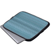 Blue Grey Zigzag Wavy Muster Laptopschutzhülle (Vorne Knopf)