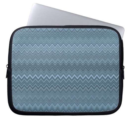 Blue Grey Zigzag Wavy Muster Laptopschutzhülle (Vorderseite)