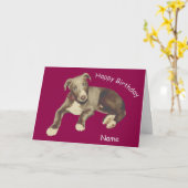 Blue Greyhound Puppy Personalisierte Geburtstagska Karte (Gelbe Blume)