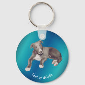 Blue Greyhound Puppy Personalized Schlüsselanhänger (Vorderseite)