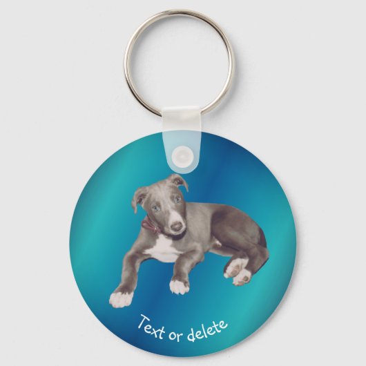 Blue Greyhound Puppy Personalized Schlüsselanhänger (Vorderseite)