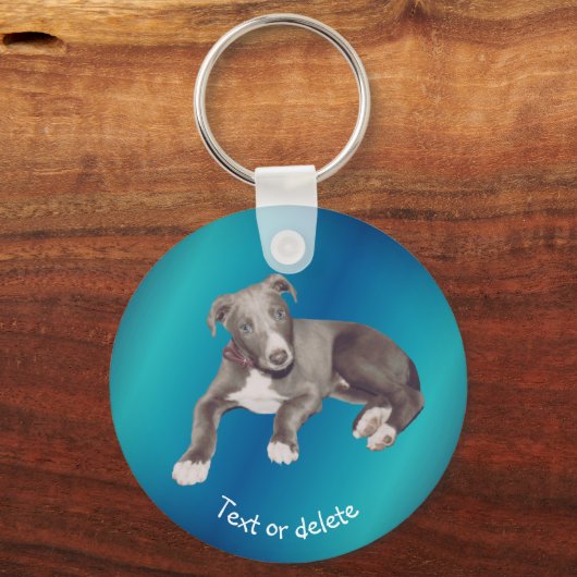 Blue Greyhound Puppy Personalized Schlüsselanhänger (Rückseite)