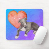 Blue Greyhound Puppy Pink Heart Mousepad (Mit Mouse)