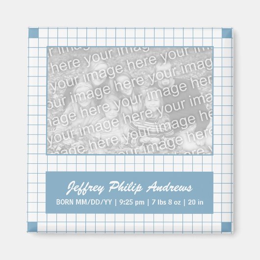Blue Grid Foto Magnet (Vorne)