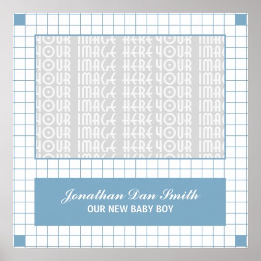 Blue Grid Foto Poster (Vorne)