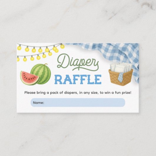Blue GRILLEN Baby Duwer Diaper Raffle Begleitkarte (Vorderseite)