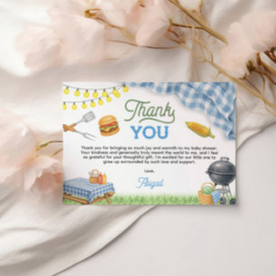 Blue GRILLEN Baby Shower 5x3.5 Dankeskarte