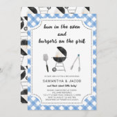 Blue GRILLEN Baby Shower Einladung (Vorne/Hinten)
