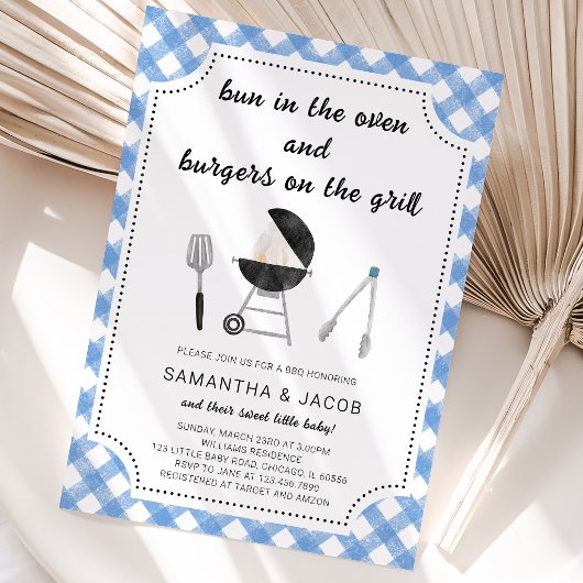 Blue GRILLEN Baby Shower Einladung