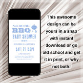 Blue GRILLEN Baby Shower Einladung