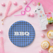 Blue GRILLEN Monogram Karo Kleine Papierplatte Pappteller (Party)
