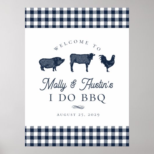 Blue GRILLEN Wedding oder Paare Dusche Begrüßungsz Poster (Vorne)