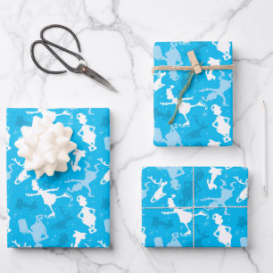 Blue Grinch Ice Skaten Pattern Geschenkpapier Set