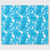Blue Grinch Ice Skating Pattern Geschenkpapier (Flach)