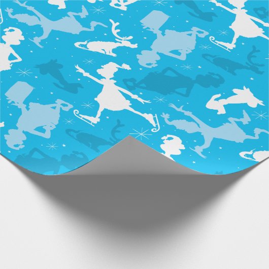 Blue Grinch Ice Skating Pattern Geschenkpapier (Ecke)