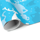 Blue Grinch Ice Skating Pattern Geschenkpapier (Rolleneckpunkt)