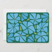 Blue Groovy Blume Muster Hochzeitseinladung Einladung (Rückseite)