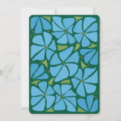 Blue Groovy Blume Muster Hochzeitseinladung Einladung (Rückseite)