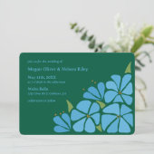 Blue Groovy Blume Muster Hochzeitseinladung Einladung (Stehend Vorderseite)