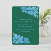 Blue Groovy Blume Muster Hochzeitseinladung Einladung (Stehend Vorderseite)