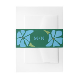 Blue Groovy Blume Muster Hochzeitseinladung Einladungsbanderole