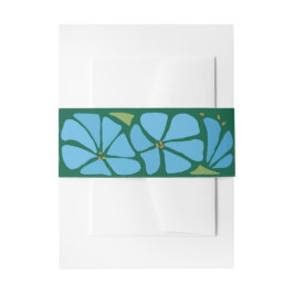 Blue Groovy Blume Muster Hochzeitseinladung Einladungsbanderole