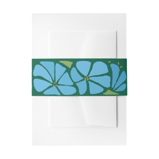 Blue Groovy Blume Muster Hochzeitseinladung Einladungsbanderole (Vorderseite Beispiel)